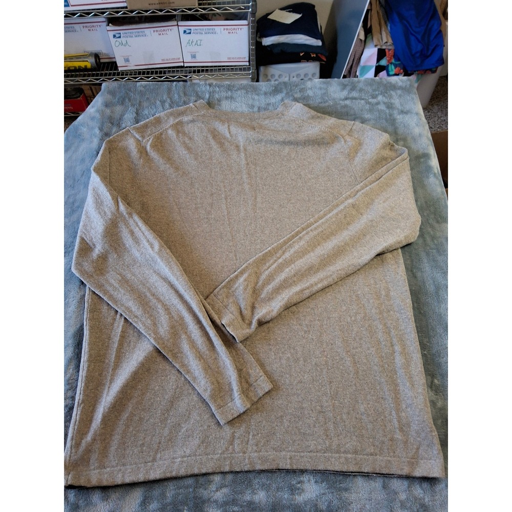Eddie Bauer Mens TXL‎ V-Neck Sweater Cotton Merino Wool Blend Heather Tan Brown - Picture 12 of 12